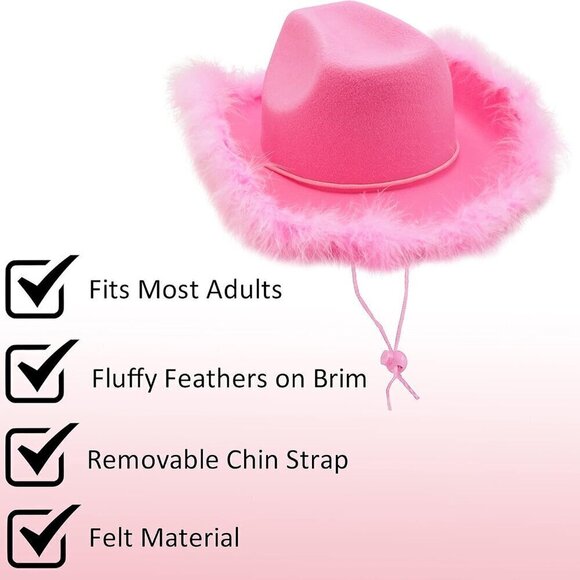 ❤️Women Pink Hat  with feathers With Heart Shaped Sunglasses for Party Dress Up - Picture 9 of 9